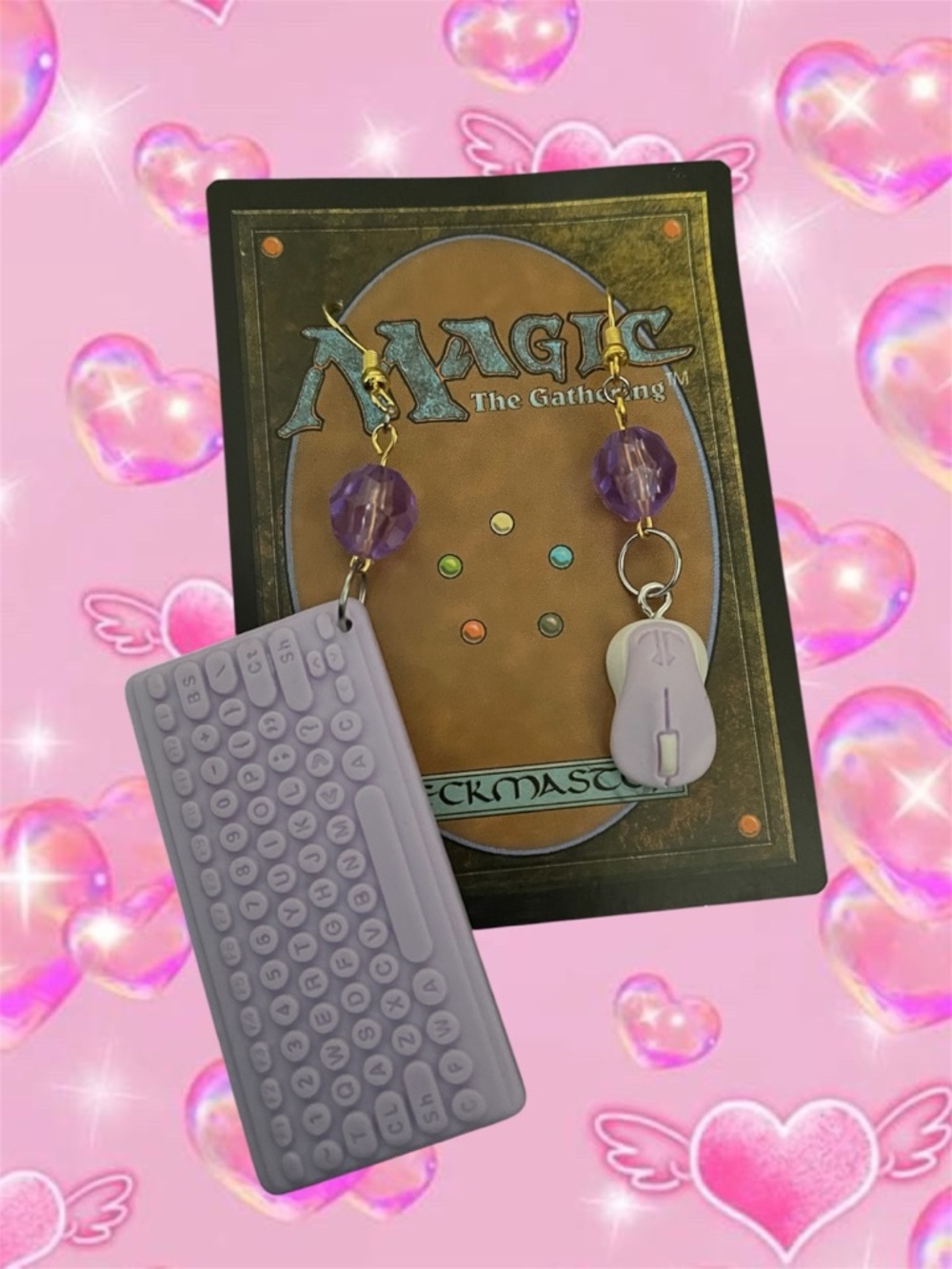 Purple keyboard earrings